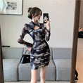 Load image into Gallery viewer, [Eighteen Impressions Series]★Cheongsam dress★ Slimming sexy SML short length retro ink pattern dress
