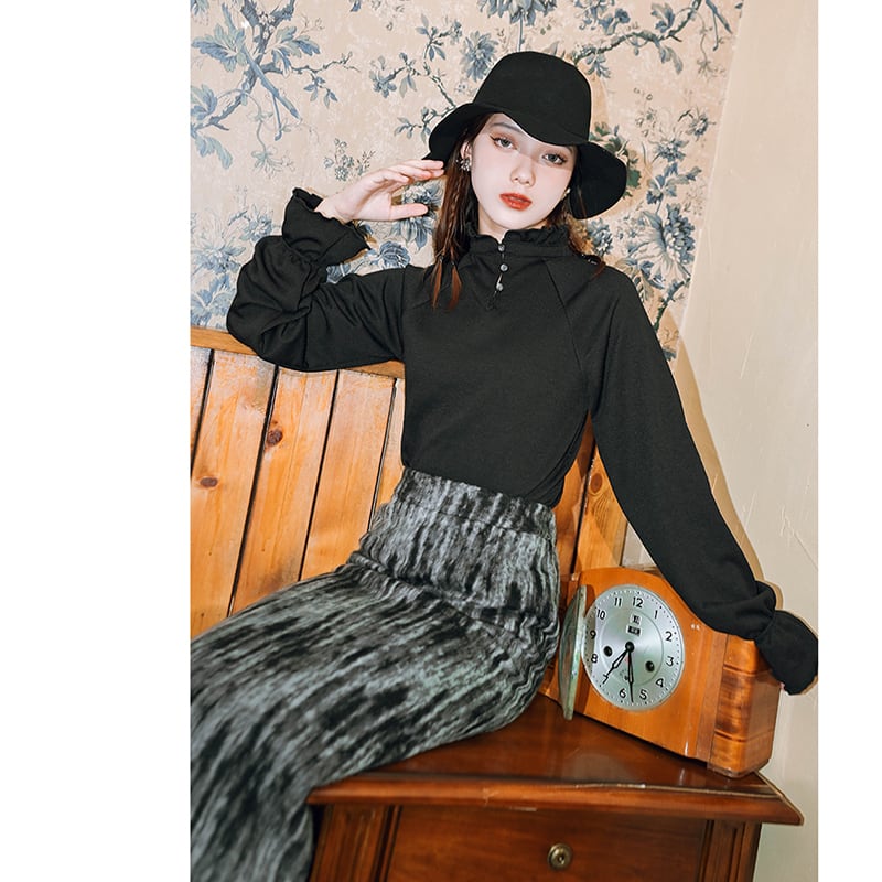 [Kokaisha---Smoke Series]★China-style skirt★Bottoms Cashmere tie-dye thick fall/winter clothes