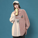 [GEBOXUAN Series]★Shirt with tie★ 2color tops unisex men's color scheme brown pink