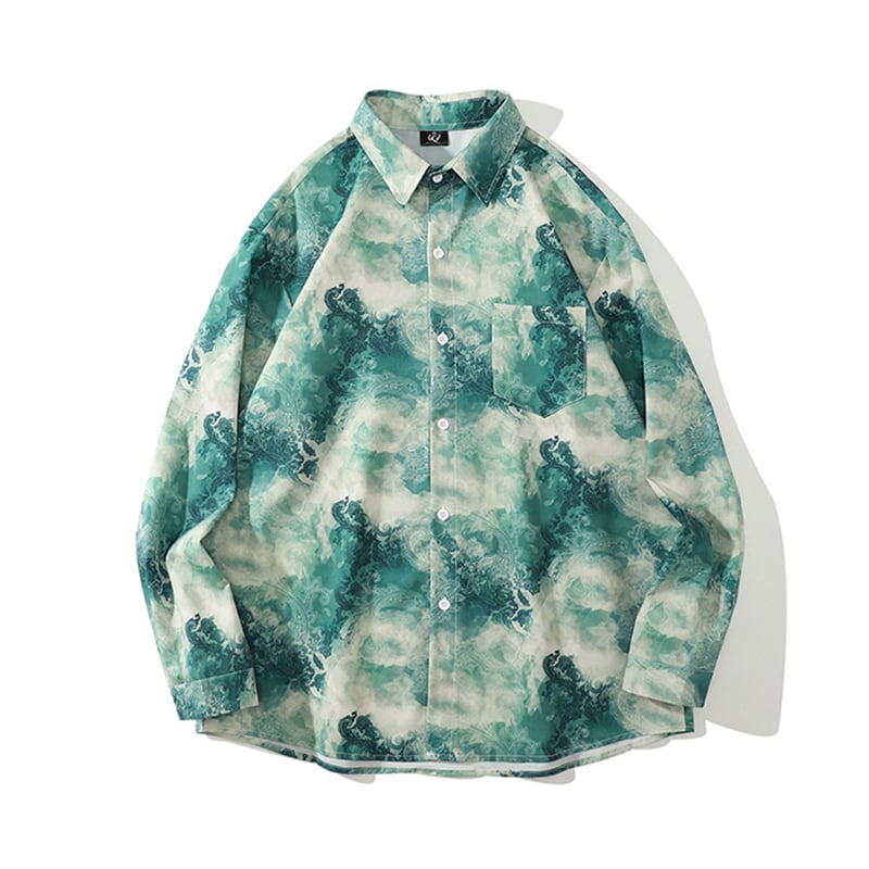 [TRAVEL ISSUANCE Series] ★China style shirt★ Long sleeve unisex tie dye women's men's fashion retro large size