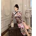 Load image into Gallery viewer, [Hundred Minute Eight Series] ★Floral pattern cheongsam★ Velvet, slimming, sexy, SML, easy to match, improves your temperament
