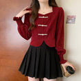 Load image into Gallery viewer, [DINGNING Series]★China style tops★ 2color long sleeve large size black red short length
