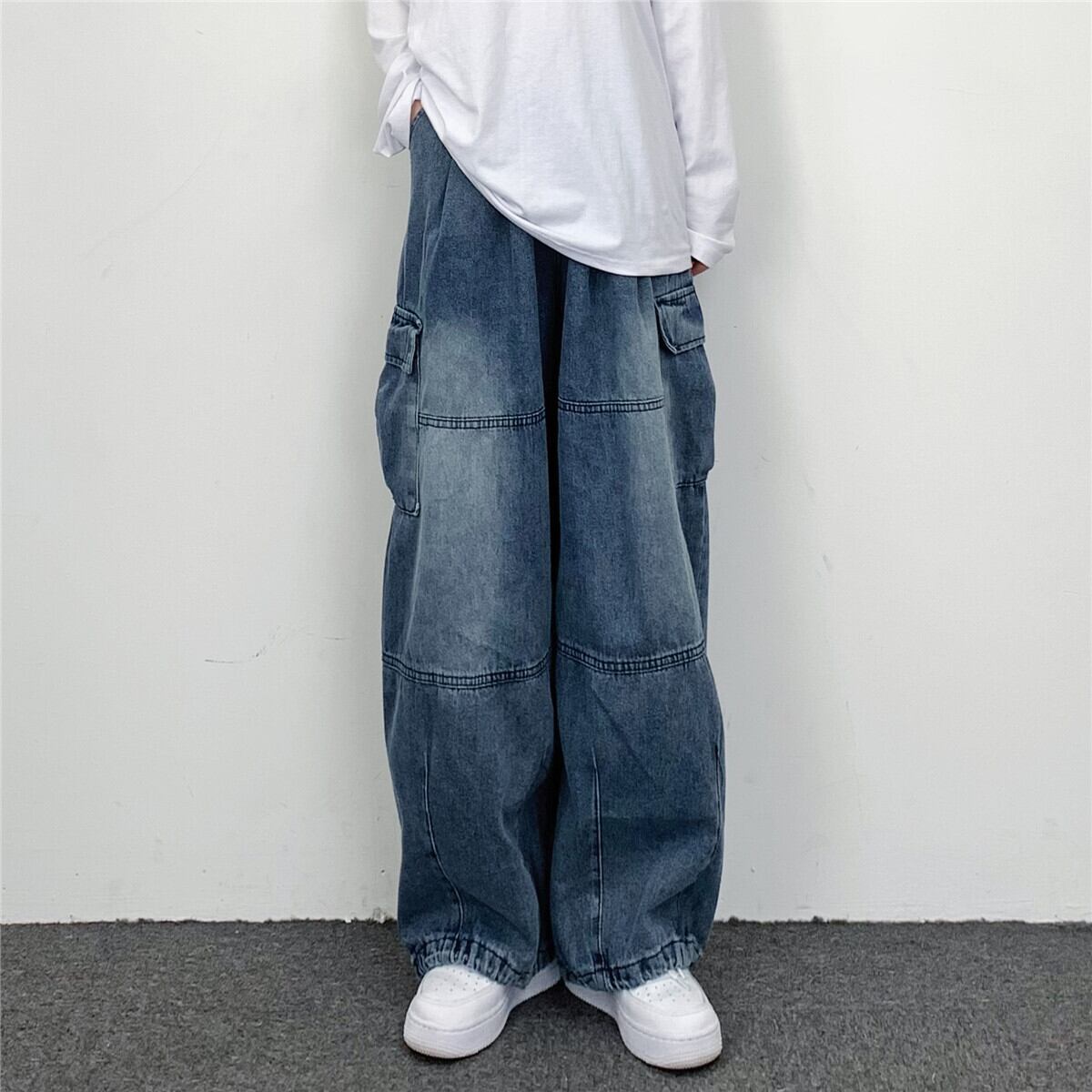 [MGJM Series]★Denim Pants★ 2color Pants Bottoms Unisex Men's Casual Street Blue Black