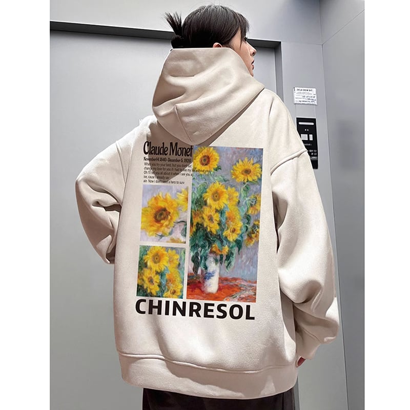 [GEBOXUAN Series]★Parker★ 7color Regular type or brushed lining type Tops Suede Oil painting style Sunflower Unisex Men's