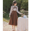 Load image into Gallery viewer, [Encounter Series]★Setup★ 2-piece set, shirt, hanging skirt, 2-piece set, coffee color, cute
