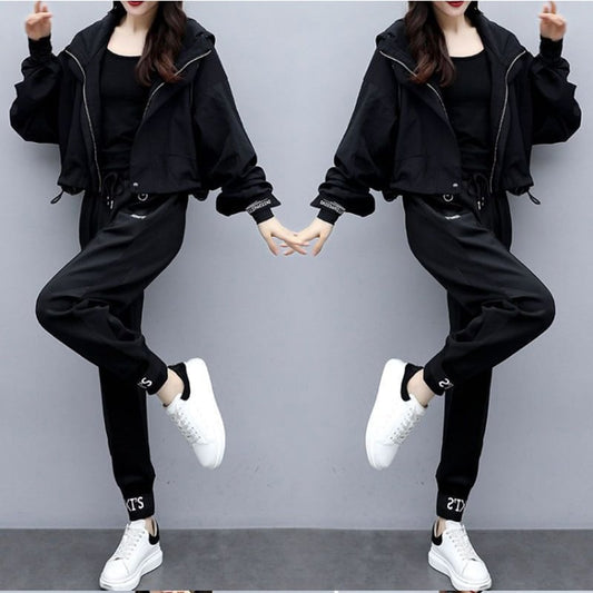 [XDE series]★Setup★ Jacket + pants top and bottom set 2-piece set Large size Black Black