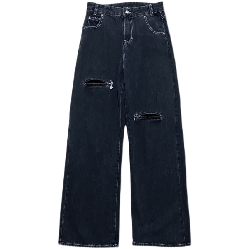 [MGJM Series]★Denim Pants★ Bottoms Unisex Men's Pants Black Black SML XL Slimming Easy to match