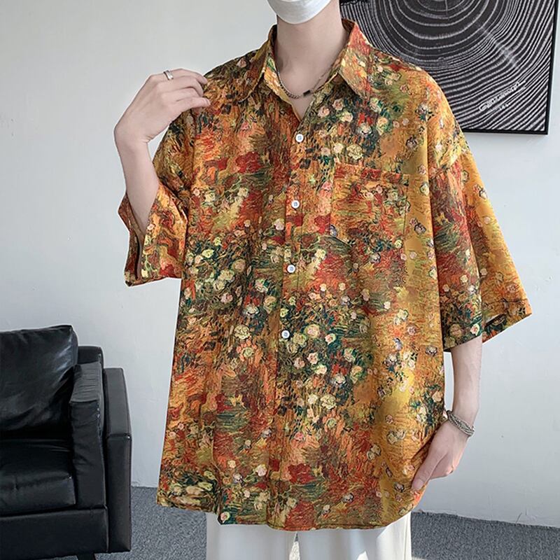 [ZHUIYI Series]★Shirt★ Short sleeve shirt, floral pattern shirt, tops, unisex, men's, aloha shirt, cool, casual