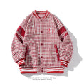 Load image into Gallery viewer, [BIGEMAN Series] ★Stadium jacket★ Plaid pattern 2color Unisex Men's Large size Black Red
