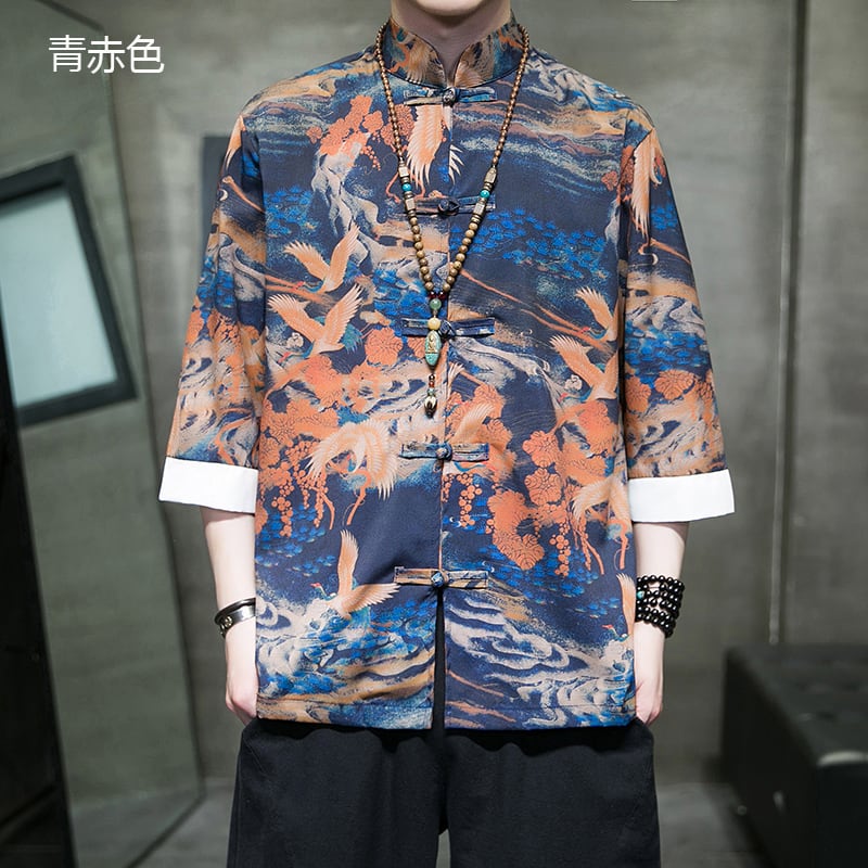 [JUNYI Series]★China style shirt★ Tops 6color Unisex Men's Large size Ink pattern Landscape pattern