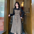 Load image into Gallery viewer, [Dong Xiaojie Series] ★Checked dress★ Large size, fake layered, slimming, retro, cute, easy to match
