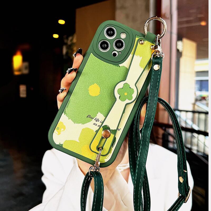 [YOUPIN series]★Mobile case★ 2color iPhone14 iPhone13 iPhone12 iPhone11 iPhoneX iPhone7/8 Flower Beige Green