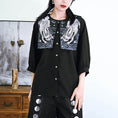 Load image into Gallery viewer, [Old Monster --- Rabbit Series] ★China style shirt★ 2color tops 3/4 sleeve tops black purple
