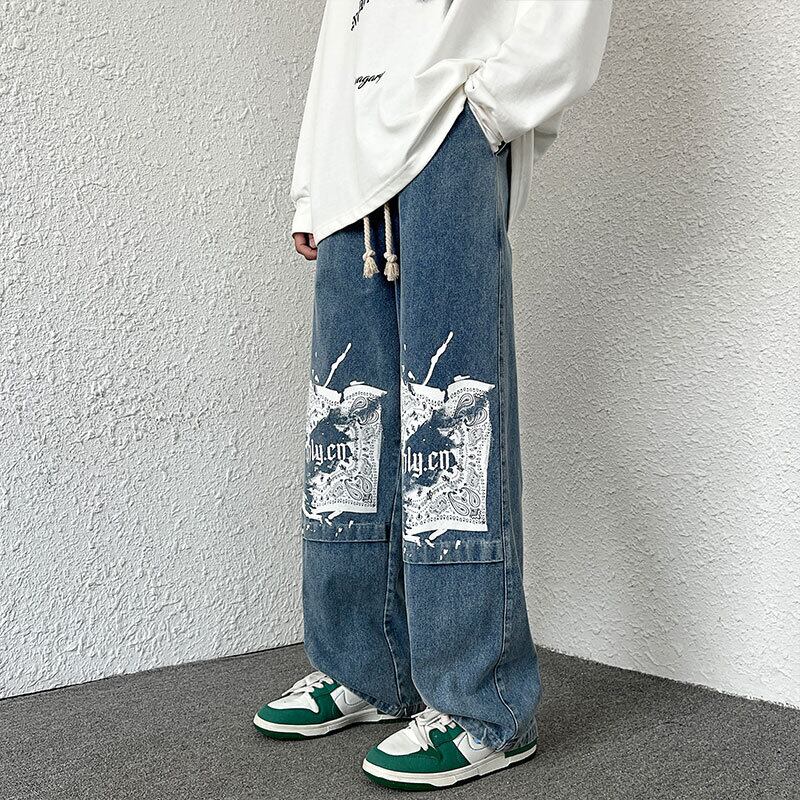 [HUICHUN Series]★Denim Pants★ 2color Casual Pants Trousers Bottoms Large Size Unisex Men's Switchable Blue Black