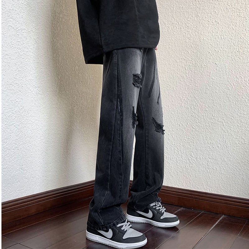 [YANDAN series]★Denim pants★ 3color bottoms pants unisex men's large size with design