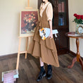 Load image into Gallery viewer, [Dong Xiaojie Series] ★Dress★ Large Size Faux Layered Ribbon Switching Short Sleeve Brown
