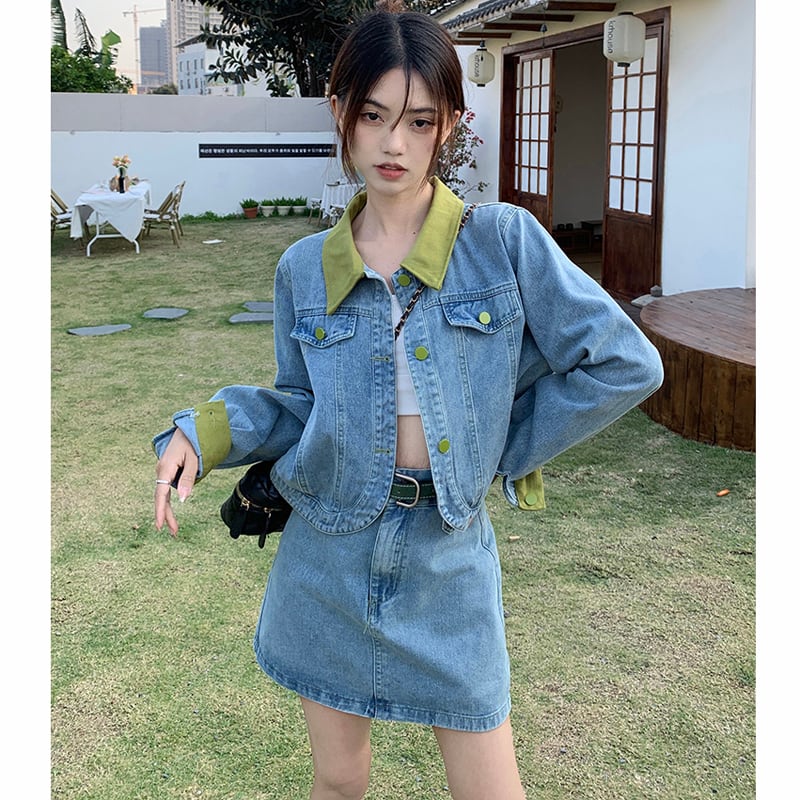 [KEKELI Series]★Setup Single Order★ Outerwear or Skirt with Belt Denim Cute Spring Clothes