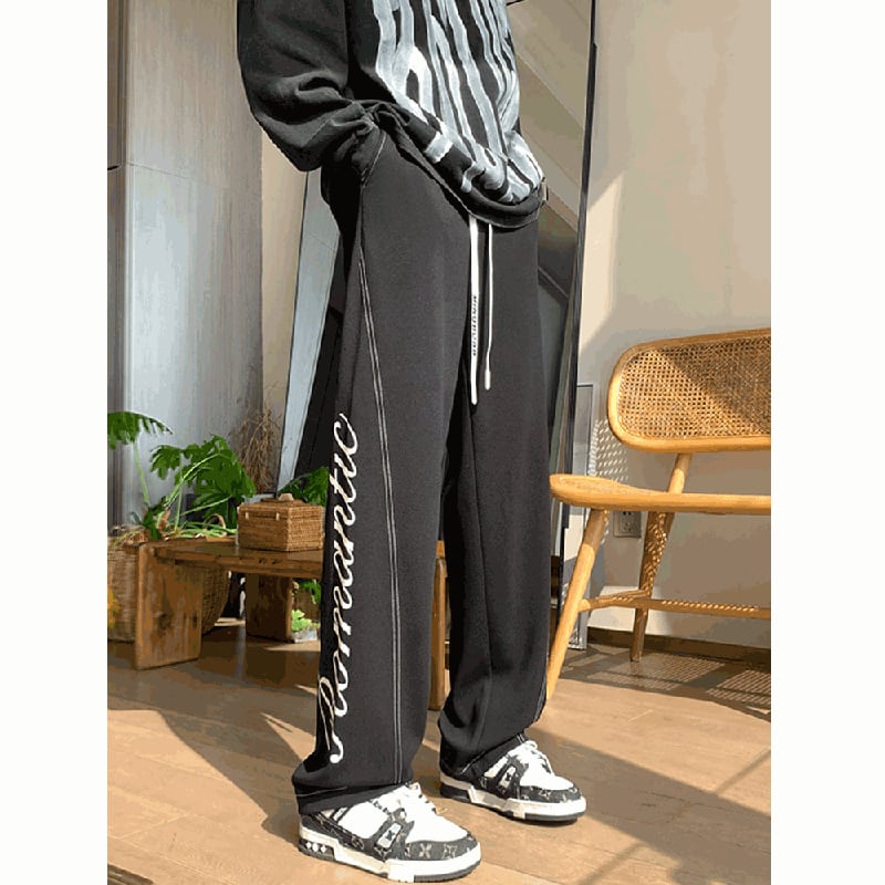 [KADISHOU Series] ★Casual Pants★ 2color Bottoms Trousers Unisex Men's Alphabet Easy to Match Black White