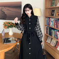 Load image into Gallery viewer, [Dong Xiaojie Series] ★Long sleeve dress★ Large size ladies dress Plaid pattern Commuting Black Black
