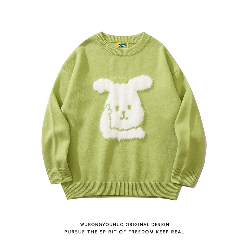 [Satoru Series]★Sweater★ 4color knit tops, brushed lining can be selected, unisex, men's rabbit, rabbit, cute