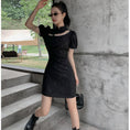 Load image into Gallery viewer, [Hmaimai Series] ★China style dress★ Sexy short sleeve short length cheongsam dress slimming black
