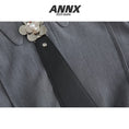 Load image into Gallery viewer, [ANNXstudio series]★Shirt with tie★ Shirt Long sleeve shirt Tops Casual Loose Gray Gray
