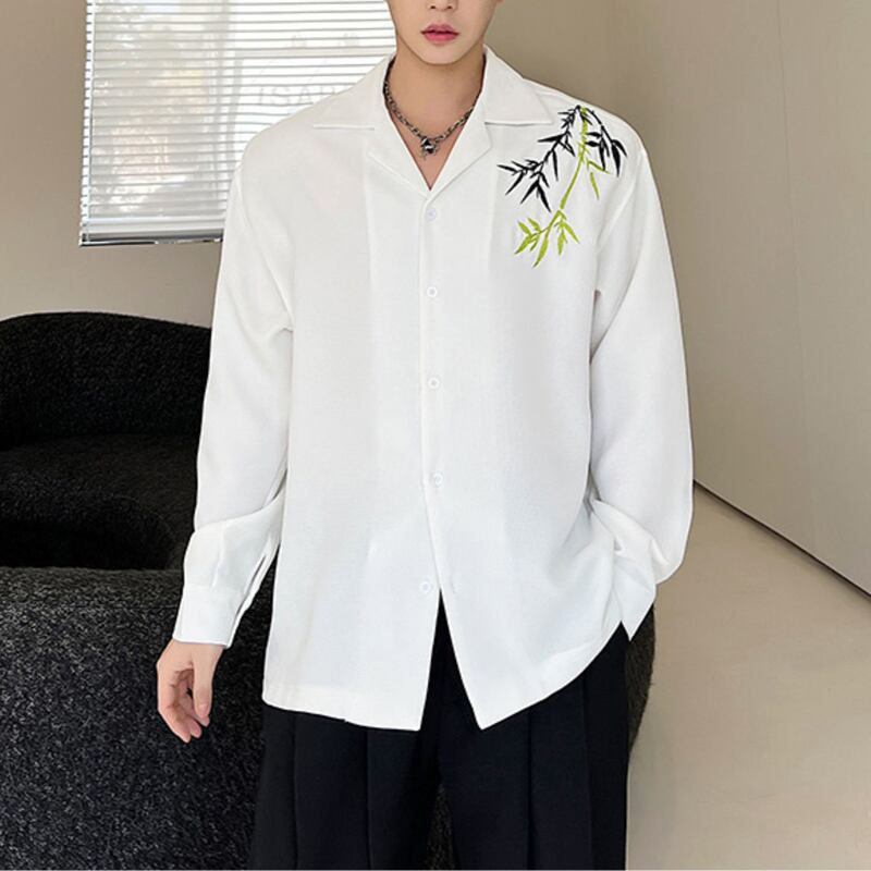 [ZHUIYI Series] ★China Style Shirt★ 2color Tops Unisex Men's Bamboo Long Sleeve Shirt Black White