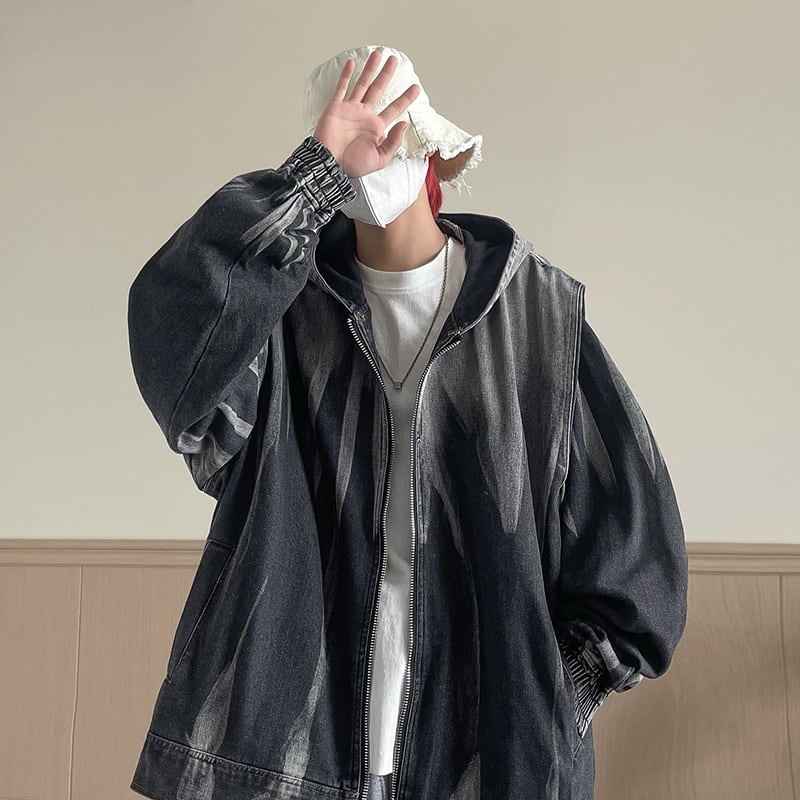 [V37 Series] ★Outer★ Denim jacket Parka jacket Gradation Unisex Men's