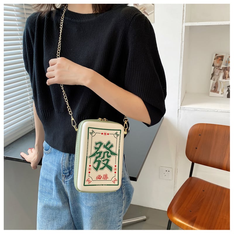 [TIANBAI series] ★Shoulder bag★ 3 types Mahjong mahjong cute green color scheme bag