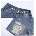 Load image into Gallery viewer, [Kokaisha---Renketsu Rules Series]★China style trousers★Shorts, half-length, denim, fashion, blue, blue
