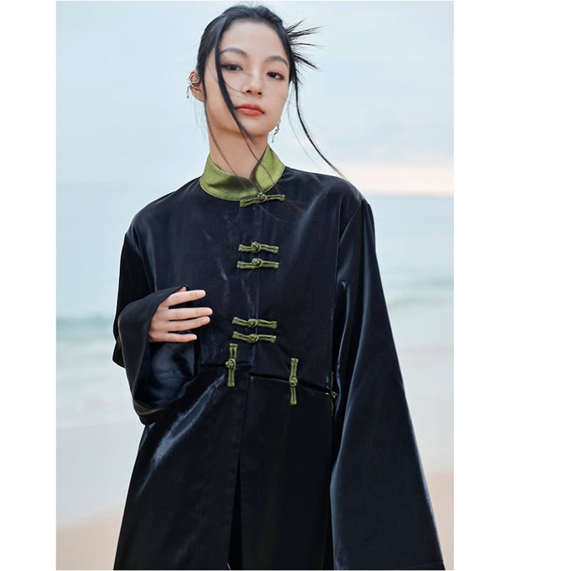 [Big Blue Dragon Series] ★China style coat★ 3 ways to wear Tops Black Black Color scheme Cool