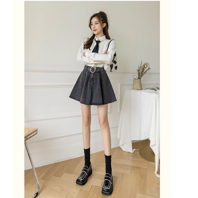 [TUYILIAN Series]★Skirt★ 2color Bottoms Fashion Mini Length Easy to Match Slimming Gray Blue