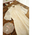 Load image into Gallery viewer, [Daughter fish series] ★China dress★ One piece dress lace chiffon switching beige cute
