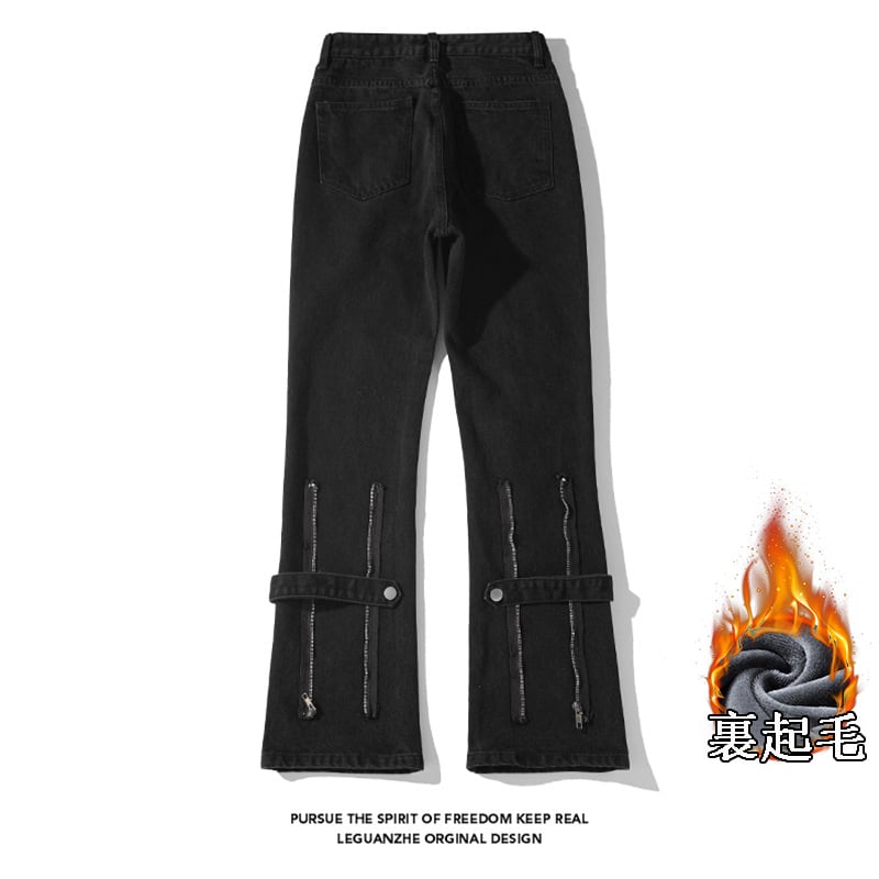 [BIGEMAN Series] ★Denim pants★ Brushed lining 2color bottoms pants unisex men's large size with design