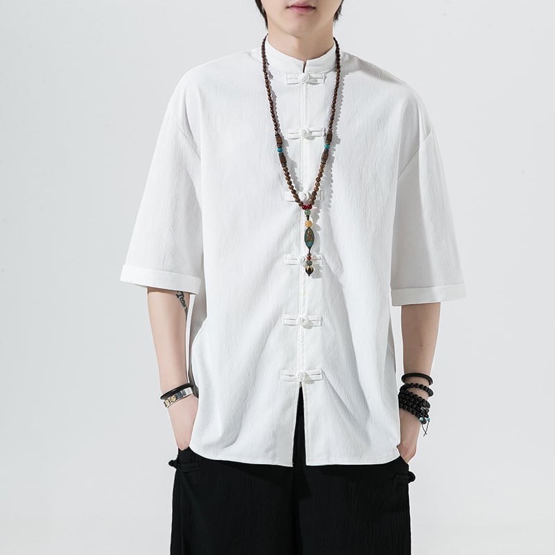 [JUNYI Series] ★China Style Shirt★ Tops 5color Unisex Men's Large Size Simple Chinese Clothes