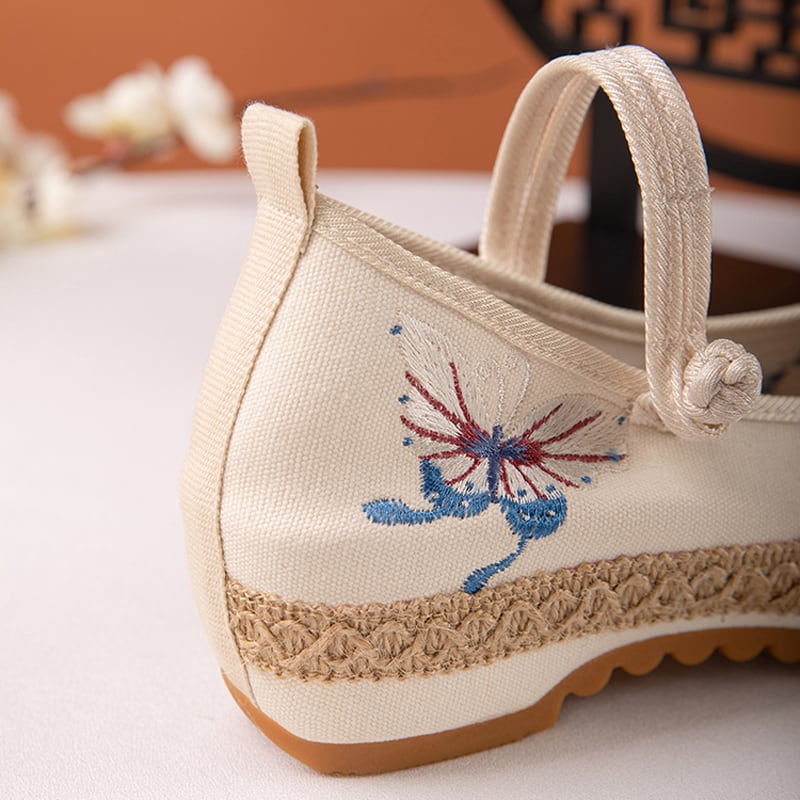 [BULUOYI Series]★Embroidered shoes★ 2color Chinese shoes Chinese dress shoes Beige Black Original