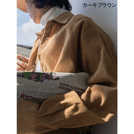 [TAOMIDI Series]★Shirt★ 2color Tops Women's Corduroy Simple Commuting Easy to Match