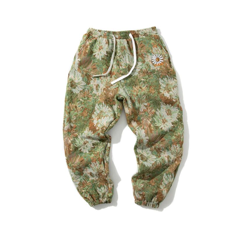 [Small Trouble Series]★China Style Pants★ 4color Oil Painting Style Floral Pattern Bottoms Unisex Men's Large Size