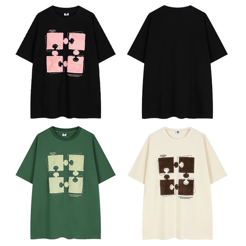 【HTTAOSUPシリーズ】★Tシャツ★ 3color トップス 半袖シャツ 男女兼用 メンズ グリーン ブラック ベージュ