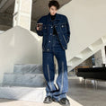 Load image into Gallery viewer, [Illustrated series]★Setup★ Jacket + pants 2-piece set Unisex Men's Denim Cool Blue Blue
