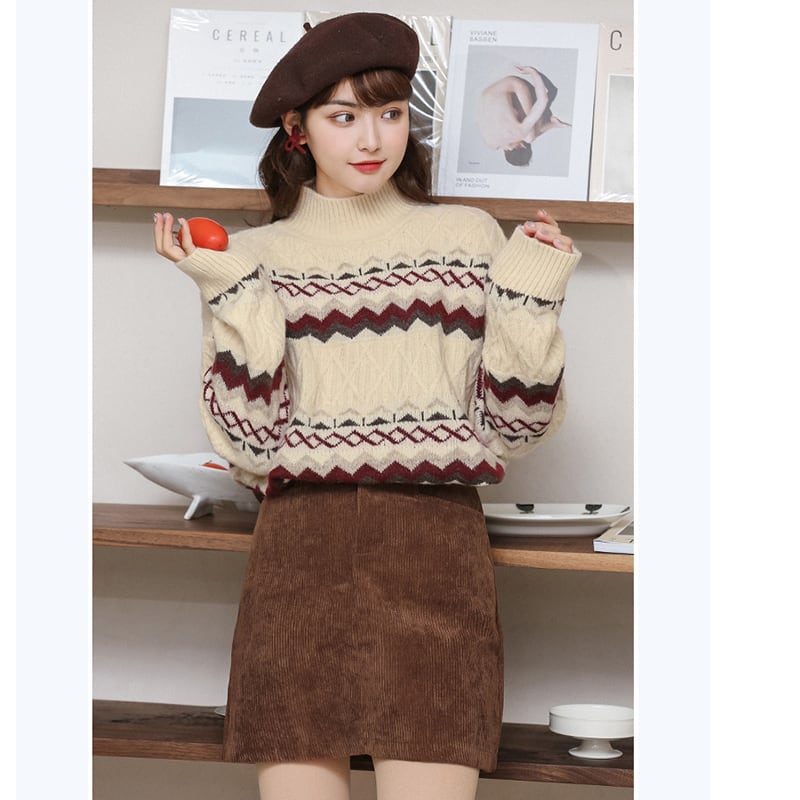 [MIANKAQI Series] ★Sweater★ Tops Christmas High Neck Cute New Year Date Autumn/Winter Clothes Easy to match