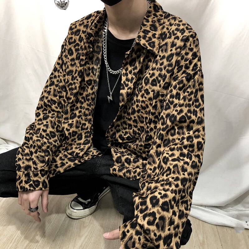 [MGJM Series]★Leopard print shirt★ Tops, long sleeve shirt, unisex, men's leopard print, easy to match, fashion