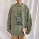 [Han Rishin Series] ★Sweater★ 4color Knit Tops Unisex Men's Large Size Black Gray Green Brown