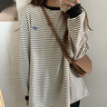 Load image into Gallery viewer, [KEKELI Series] ★Long sleeve shirt★ 2color tops Loose horizontal striped striped pattern Casual Easy to match
