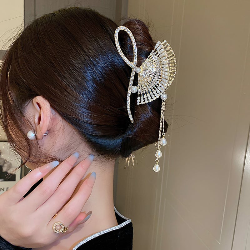 [Drejew Series]★Chinese style hair ornament★ Hair clip, ladies' accessory, folding fan, fringe, retro bun, gift for women