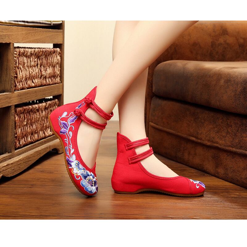 [ZIAMEI Series] ★Embroidery shoes★ Chinese shoes 4color Floral pattern Size 34-40 Cute shoes Flower embroidery Blue Red Black Beige