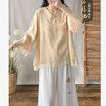 Load image into Gallery viewer, [Kofuku Series]★China-style shirt★ 3color V-neck tops Ethnic style Green Yellow Pink
