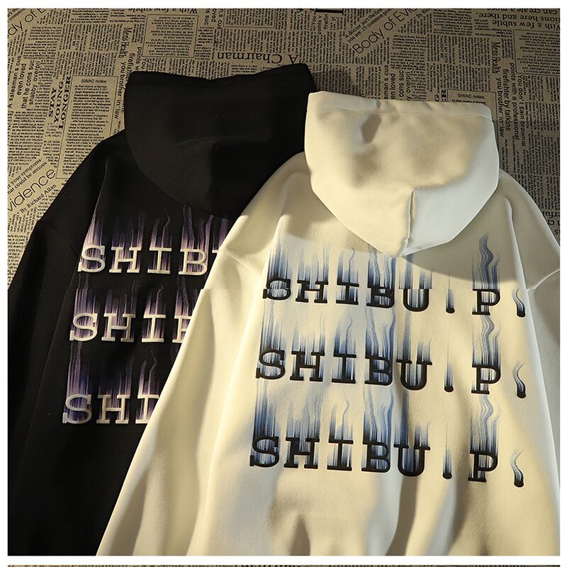 [Baraba series] ★Fleece lined hoodie★ 3color tops unisex men's retro alphabet white black coffee color