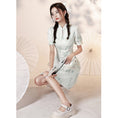 Load image into Gallery viewer, [YUEQIAO series]★Cheongsam dress★ 2color short length Chinese style dress Beige Green
