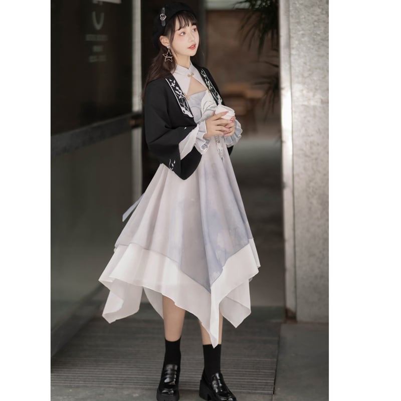 [Dust, smoke, clouds, dreams --- Beautiful Lantern Series] ★Chinese-style set★ One-piece dress + outerwear Chinese clothing Hanfu one-piece dress Original Cute